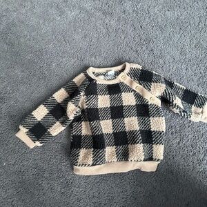 Plaid Kids Sweater - Black and Tan